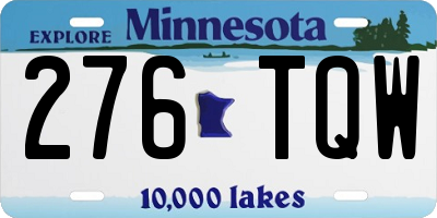 MN license plate 276TQW