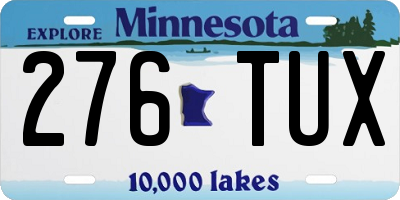 MN license plate 276TUX