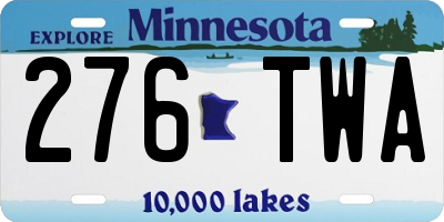 MN license plate 276TWA