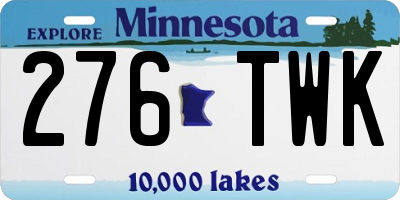 MN license plate 276TWK