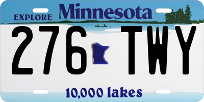 MN license plate 276TWY