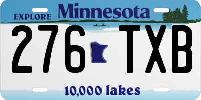 MN license plate 276TXB