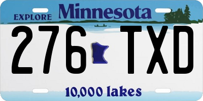 MN license plate 276TXD