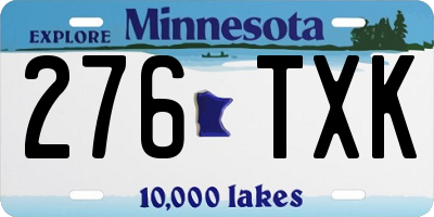 MN license plate 276TXK