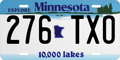 MN license plate 276TXO