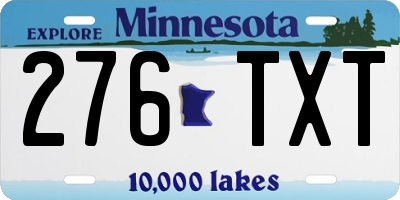 MN license plate 276TXT