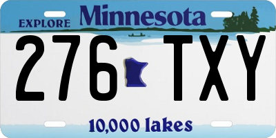 MN license plate 276TXY