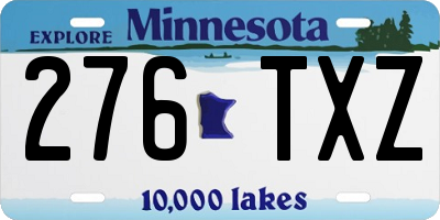 MN license plate 276TXZ