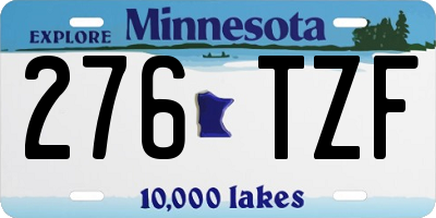 MN license plate 276TZF