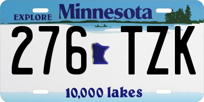 MN license plate 276TZK