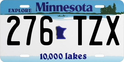 MN license plate 276TZX