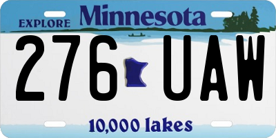 MN license plate 276UAW