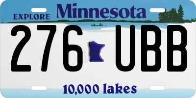 MN license plate 276UBB