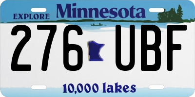 MN license plate 276UBF