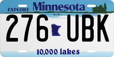 MN license plate 276UBK