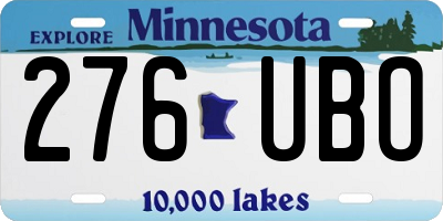 MN license plate 276UBO