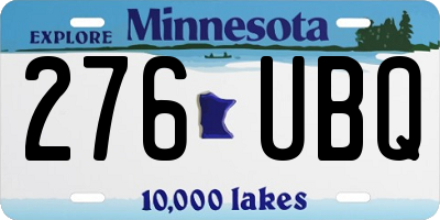 MN license plate 276UBQ