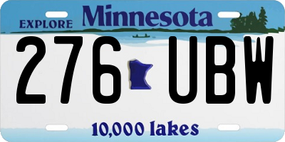 MN license plate 276UBW
