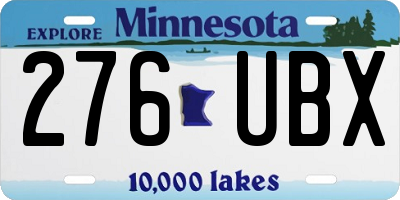 MN license plate 276UBX