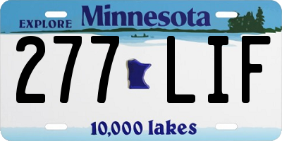 MN license plate 277LIF