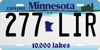 MN license plate 277LIR