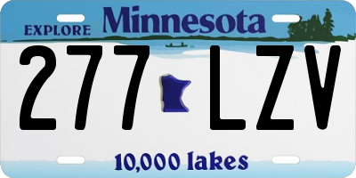 MN license plate 277LZV