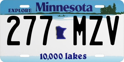 MN license plate 277MZV