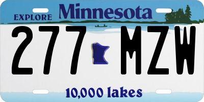 MN license plate 277MZW