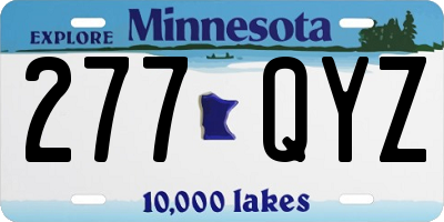 MN license plate 277QYZ
