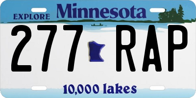 MN license plate 277RAP