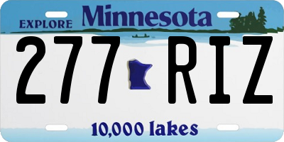 MN license plate 277RIZ