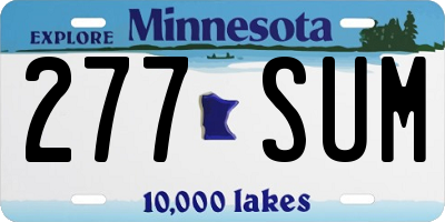 MN license plate 277SUM