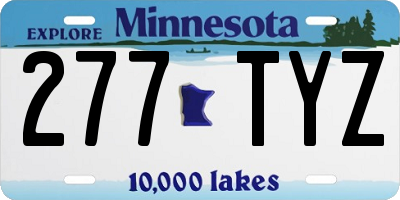 MN license plate 277TYZ