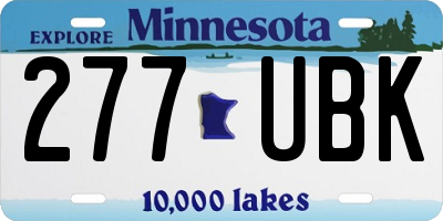 MN license plate 277UBK