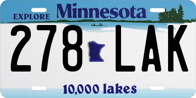 MN license plate 278LAK