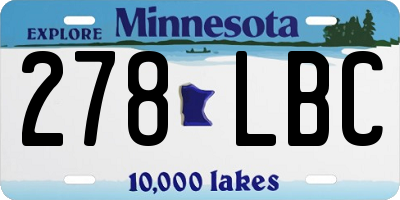 MN license plate 278LBC