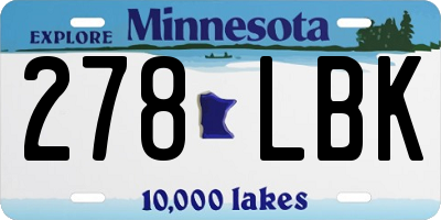 MN license plate 278LBK