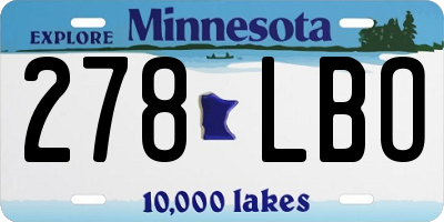 MN license plate 278LBO