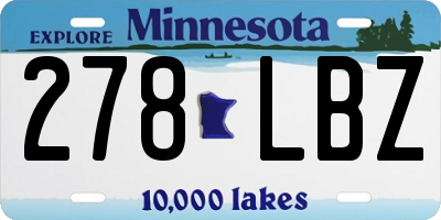 MN license plate 278LBZ