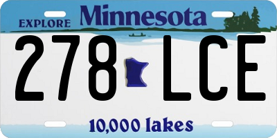 MN license plate 278LCE