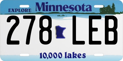 MN license plate 278LEB