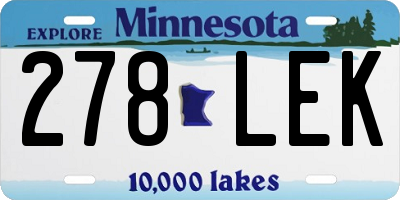 MN license plate 278LEK