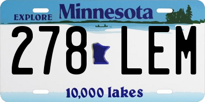 MN license plate 278LEM