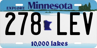 MN license plate 278LEV
