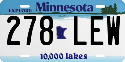 MN license plate 278LEW