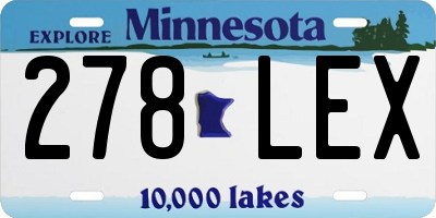 MN license plate 278LEX
