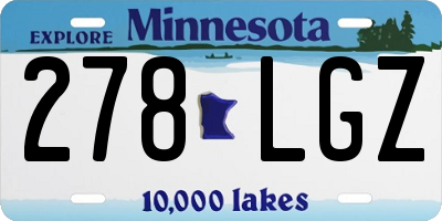 MN license plate 278LGZ