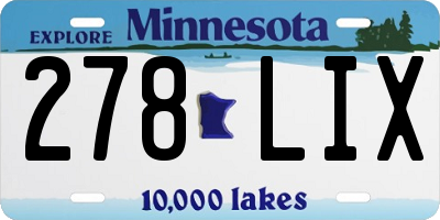 MN license plate 278LIX