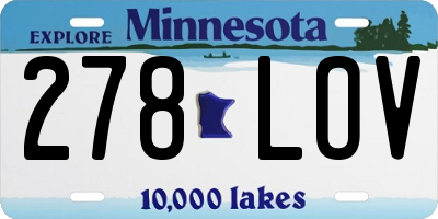MN license plate 278LOV