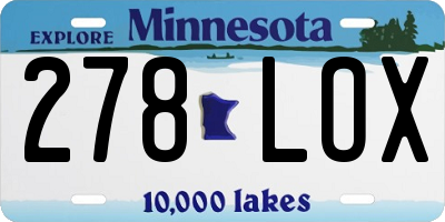MN license plate 278LOX